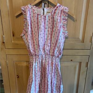 Hatley Pink and White Kids Dress with Ruffle Sleeves